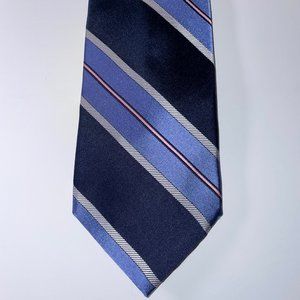 Silk Valentino Tie - Blue Diagonal Stripes - EUC